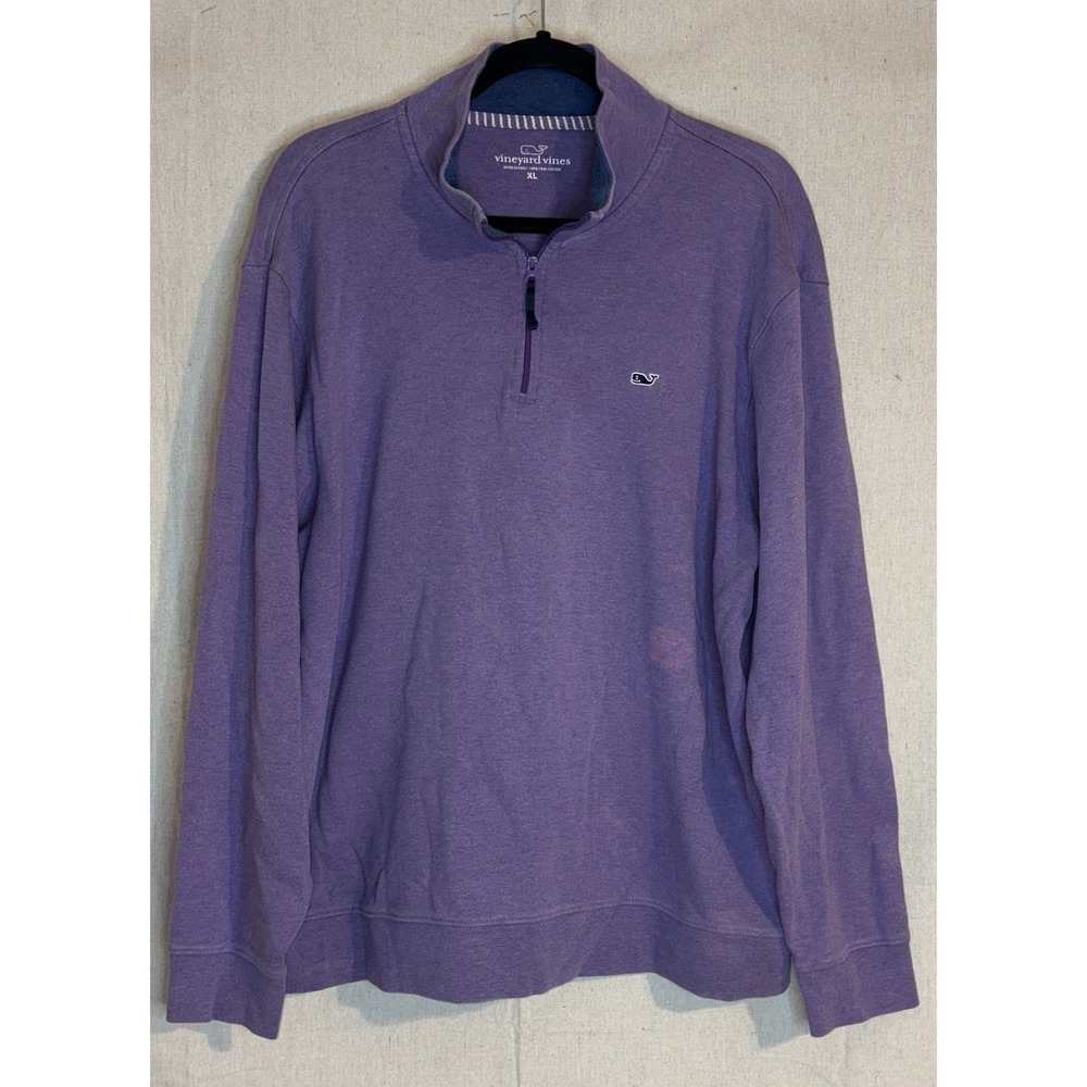 VINEYARD VINES 1/4 Zip Sweater Men's Size XL Purple Pima Cotton Pullover